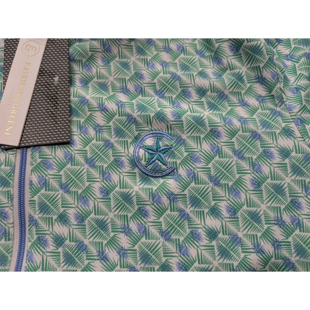 Fairway & Greene New Marlee Mock Golf Top Palmetto Green Blue UPF 50 Women's S